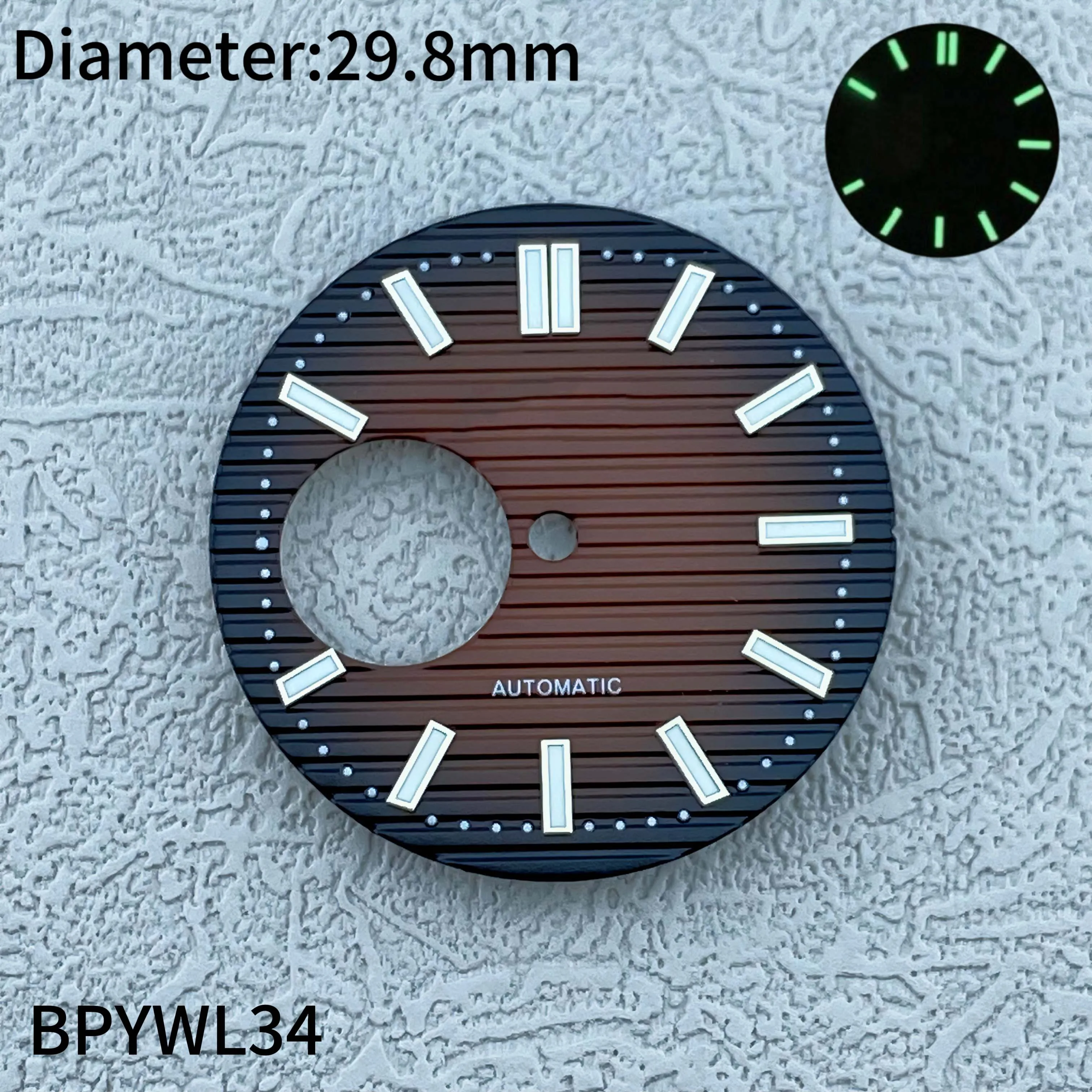 

29.8mm dial suitable for NH38NH35 movement green luminous text modification watch accessories men's watch