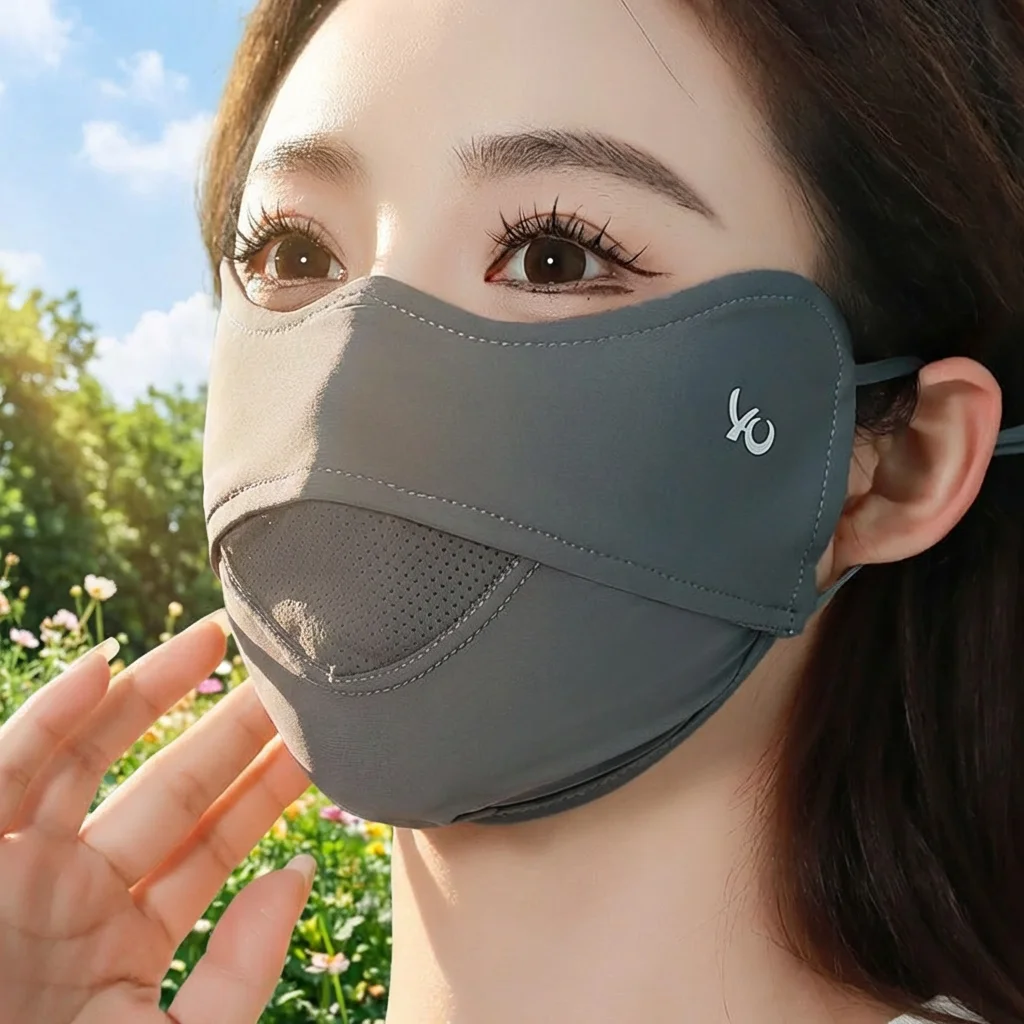 

New High Quality Breathable Ice Silk Mask Anti-UV Washable Sunscreen Mask Dustproof Mesh Face Cover Scarf Outdoor Sports