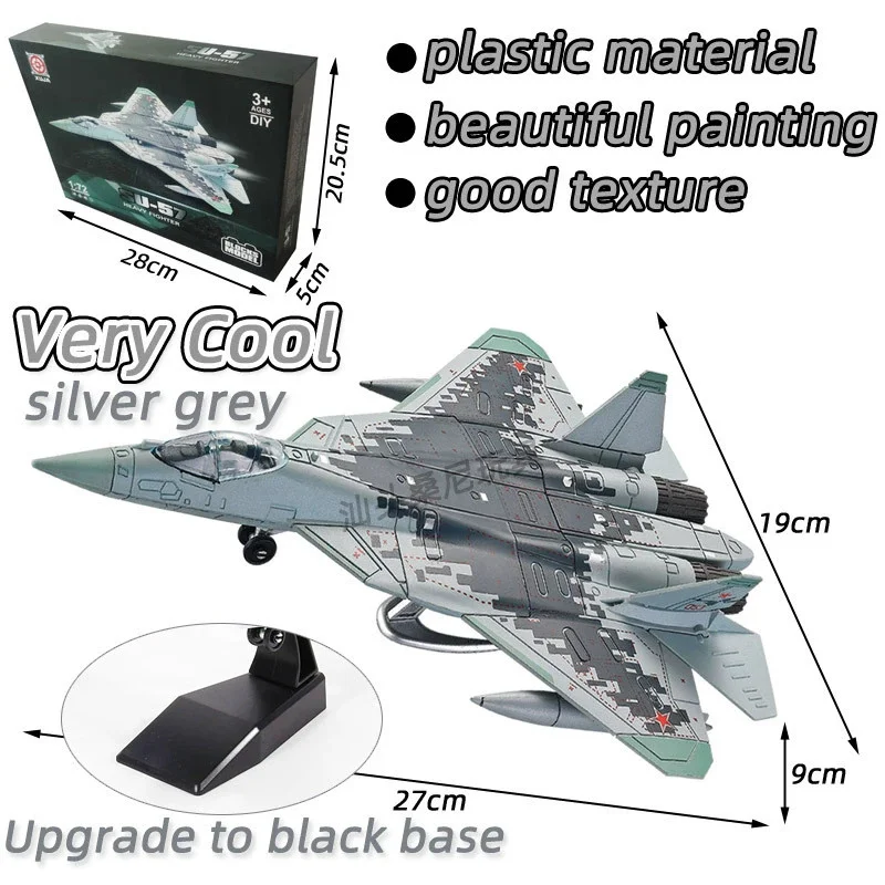 

Diecast ABS 1/100 Scale Russian SU57 Fighter Airplane Aircraft Model Children educational toys Plane Model Toy For Collection