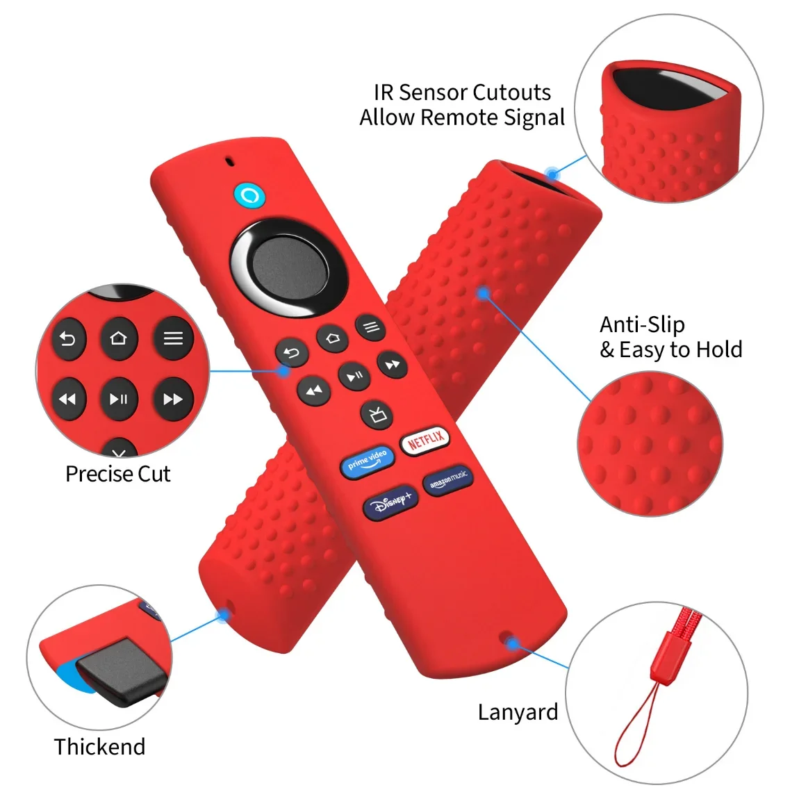 

Shockproof and anti-slip replacement protective cover case - Silicone case suitable for Amazon Fire-TV Stick Lite remote control