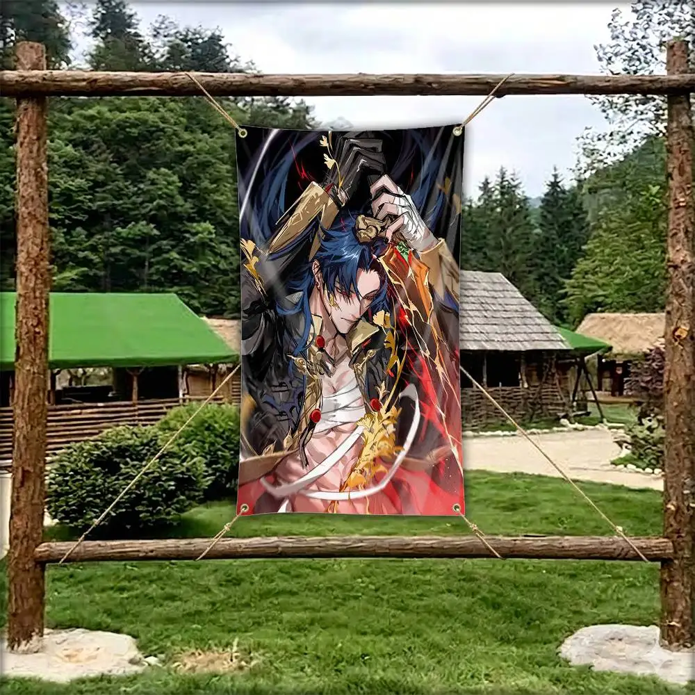 Game HSR Mortenax B-Blade Flag Tapestry Banner for Bedroom Living Room Outdoor Camping Custom