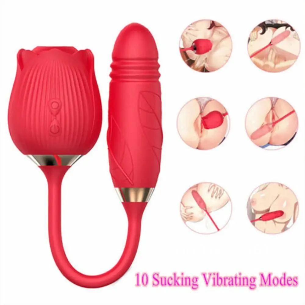 Vibrator for Women Dildo Sex Toys Rose Sucking Thrusting Sucker Clit Nipple Vibrating Adults 18+ for Clitoris Stimulation Female