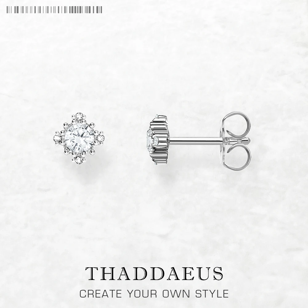

Ear Studs White Zircon Europe Fine Jewerly For Women Trendy Gift In Pure 925 Sterling Silver
