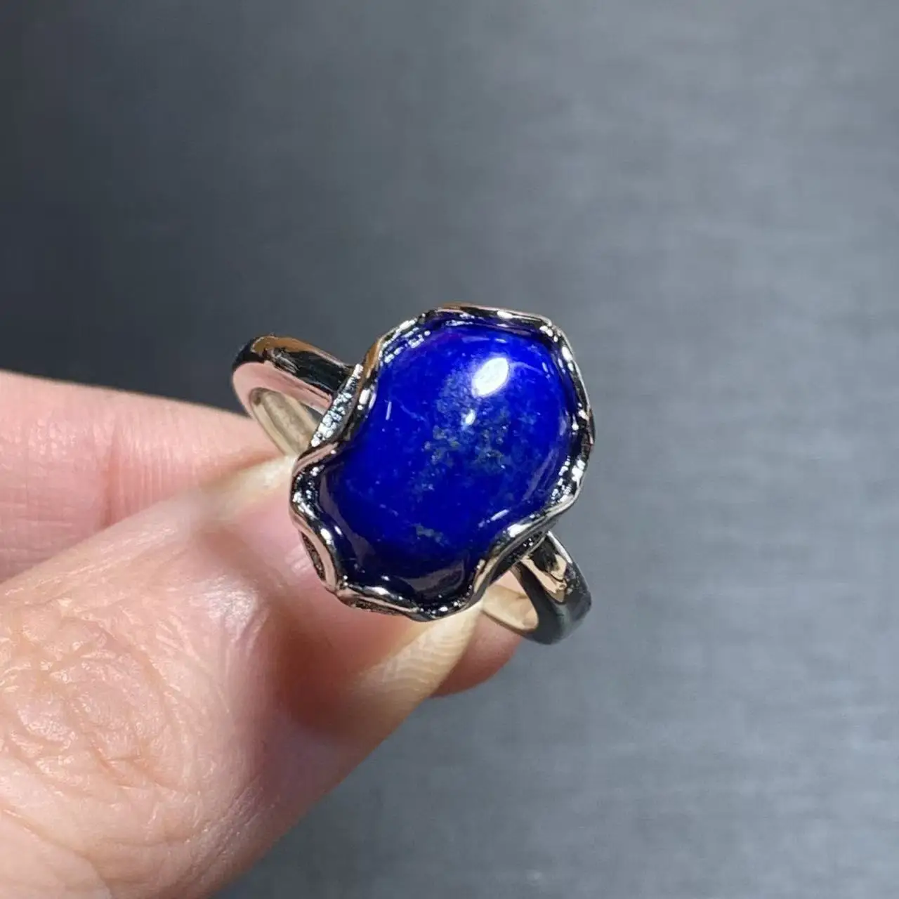 40 Natural Lapis Ring Adjustable Female Jewelry for Women Gift Wholesale High Quality Vintage Fine Blue Cute