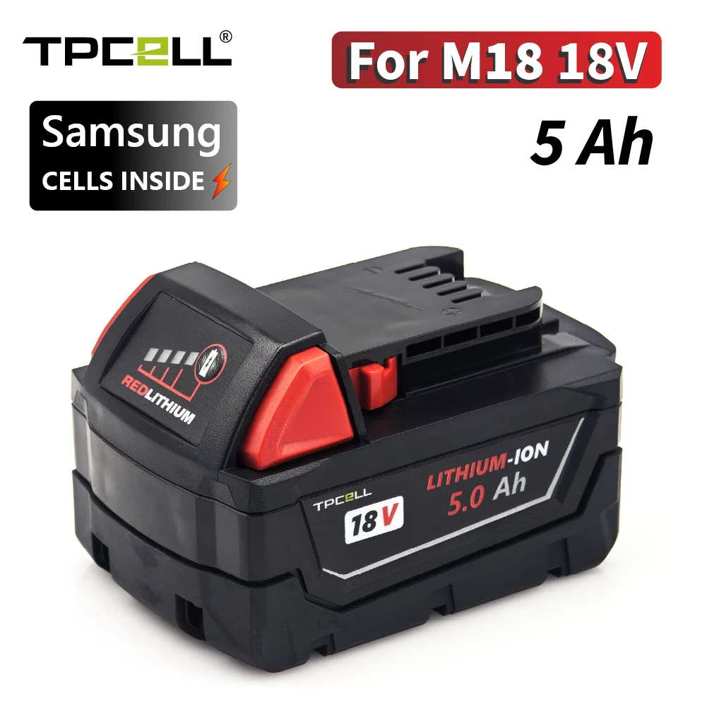 TPCELL 6/5/4Ah For Milwaukee M18 Batteries M18B5 XC Rechargeable Lithium ION 18V Battery 5.0 4.0Ah