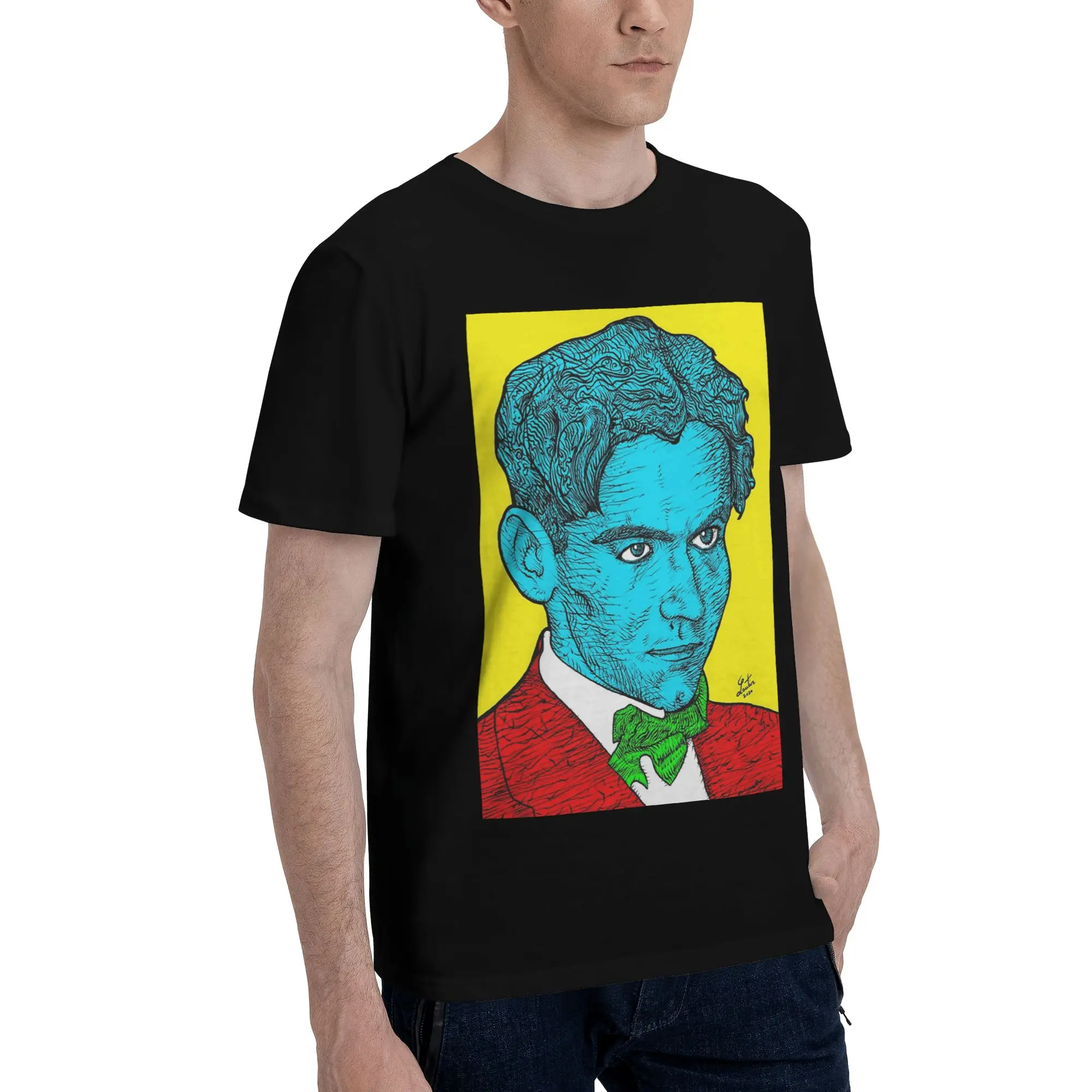 

Federico Garcia Lorca портрет 16, мужская футболка, большие футболки, мужские хлопковые футболки с круглым вырезом, короткие летние мужские футболки