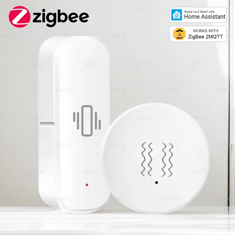 Czujnik wibracji ZigBee 3.0 Alarm otwarcia drzwi/okien w czasie rzeczywistym Ochrona bezpieczeństwa domu współpracuje z Home Assistant Zigbee2MQTT