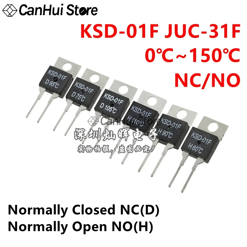 KSD-01F JUC-31F 0~150℃ 20 30 40 60 70 8090 DegC NC Normally Closed NO Normally Open Thermal Switch Temperature Sensor Thermostat