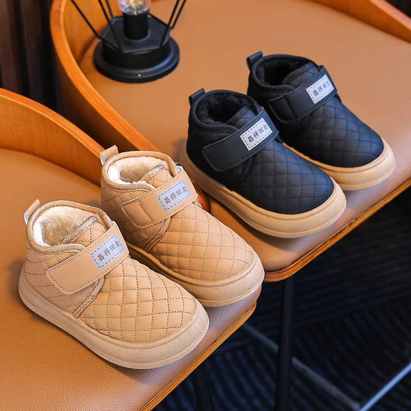 

2025 г., детские зимние ботинки, зимние утолщенные теплые нескользящие хлопковые ботинки на флисовой подкладке, большая хлопковая обувь для девочек и мальчиков, теплая