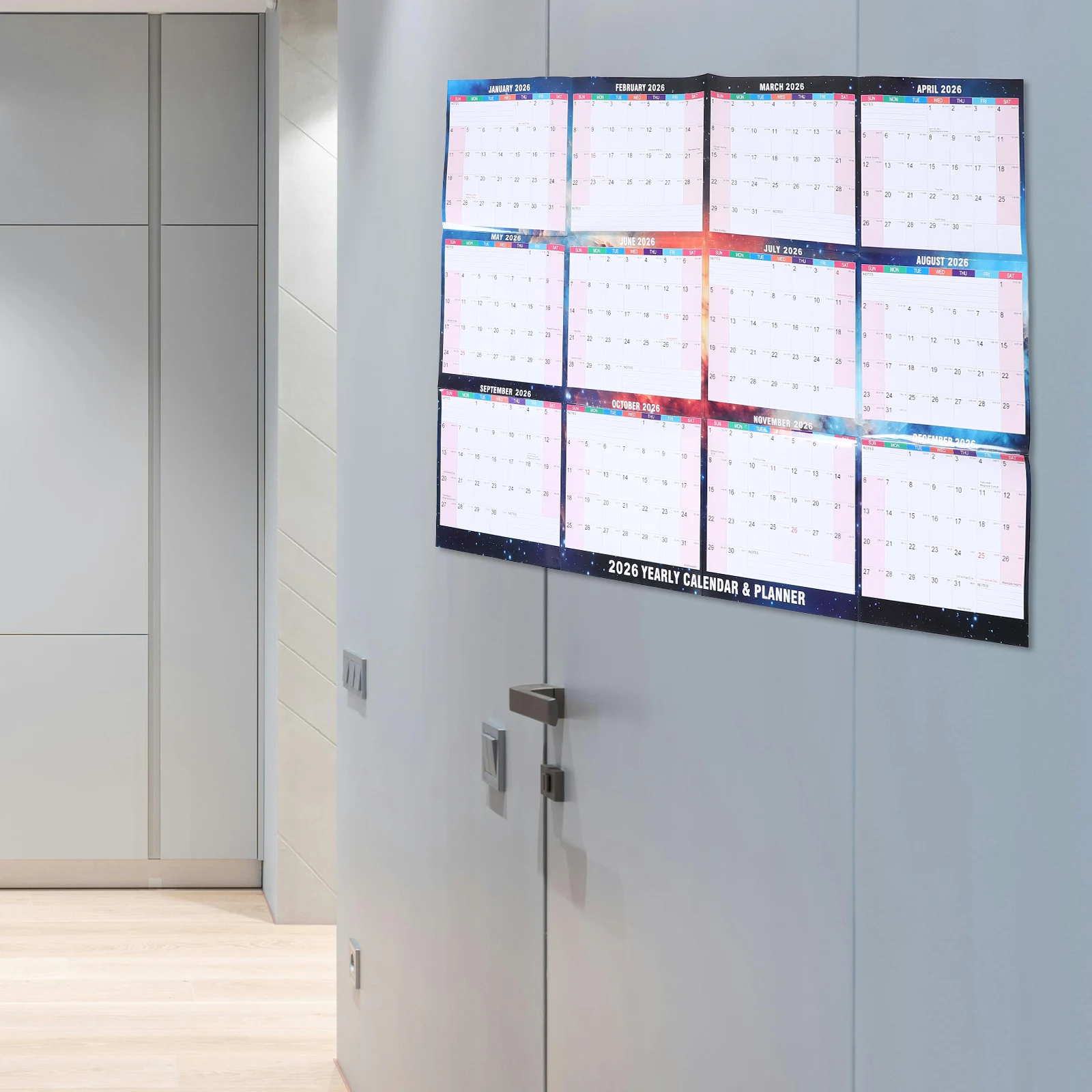 

Erasable Calendar 2026 Large Aesthetic Wall Calendar Double Sided Yearly Hanging Planner Home Office Schedule Hanging Planner