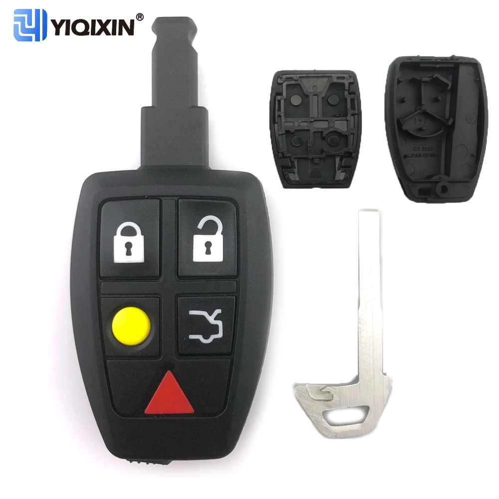 

YIQIXIN Smart Card Key Cover For Volvo V70 S40 S60 V50 Replacement 5 Button Insert Blade Housing Fob For Volvo C30 C70 XC90 Case