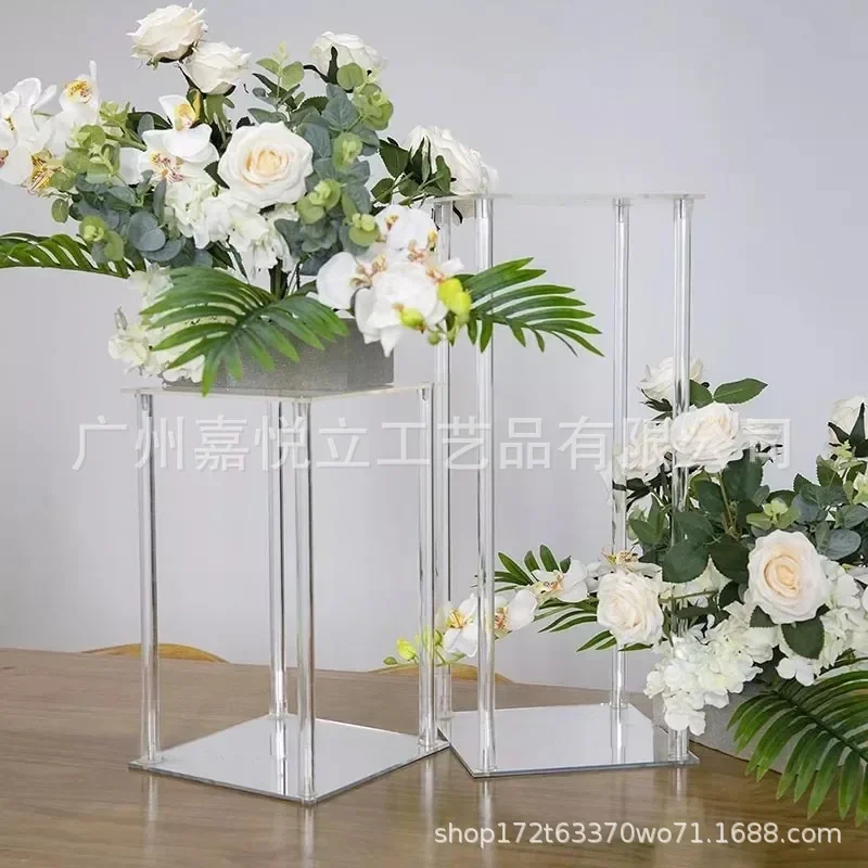 

10pcs Acrylic Floor Vase Clear Flower Vase Table Centerpiece For Marriage Vintage Floral Stand Columns For Wedding Decoration