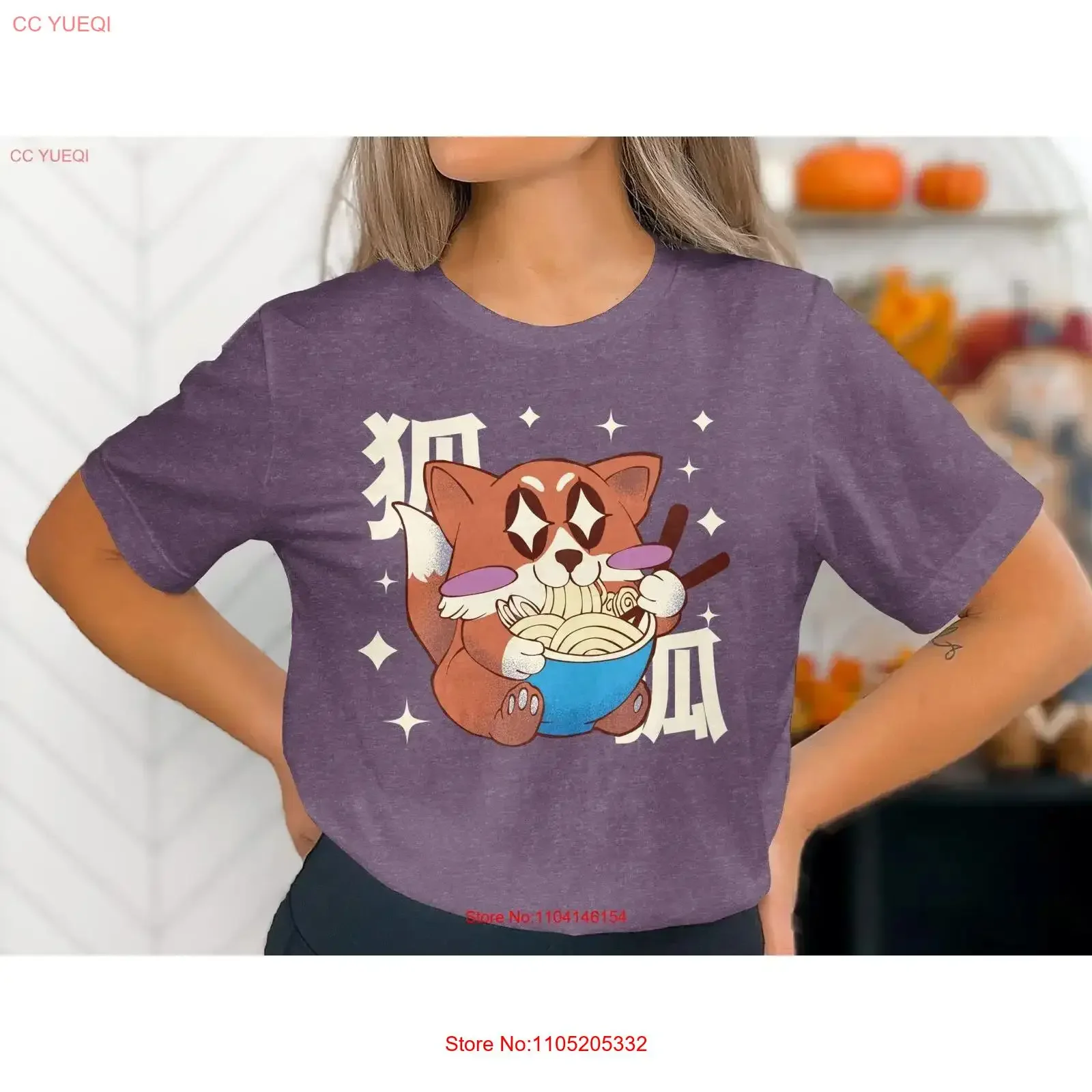 Cute Fox Ramen T shirt Kawaii Japanese Anime Food Animal Lover Aesthetic Noodle vintage Washed Breathable designer clothes