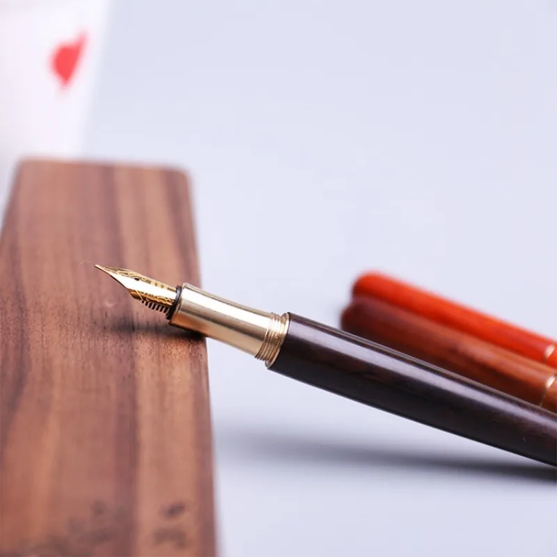 

Schmidt Tip BALAOYE Handmade Wood Fountain Pen Gift 0.5F for Writing Vintage Ink Pens Office Supplies Luxury Calligraphy Pen