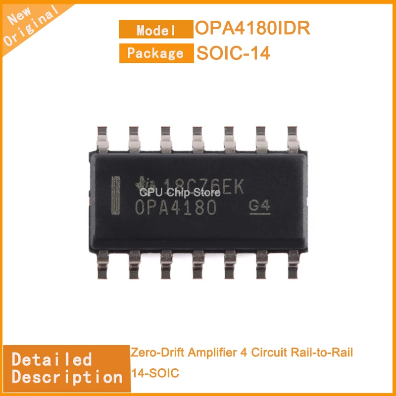 5Pcs/Lot  New Original  OPA4180IDR  OPA4180 Zero-Drift Amplifier 4 Circuit Rail-to-Rail 14-SOIC