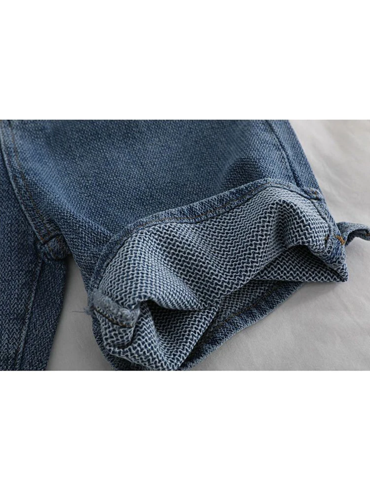 American Vintage Casual High Waist Blue Denim Shorts Fashion Women\'s Y2K Wide Leg Baggy Straight Jeans Pants Female Clothes