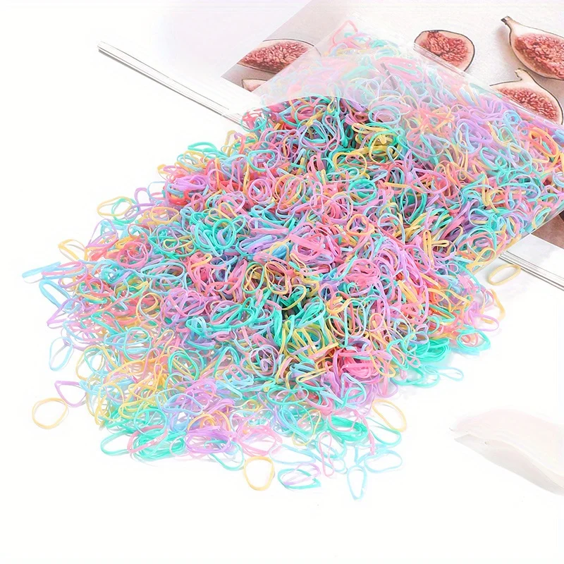 500Pcs/bag Girls Colourful Disposable Rubber Band Hair Ties Headband Children Ponytail Holder Bands Kids Hair Accessories