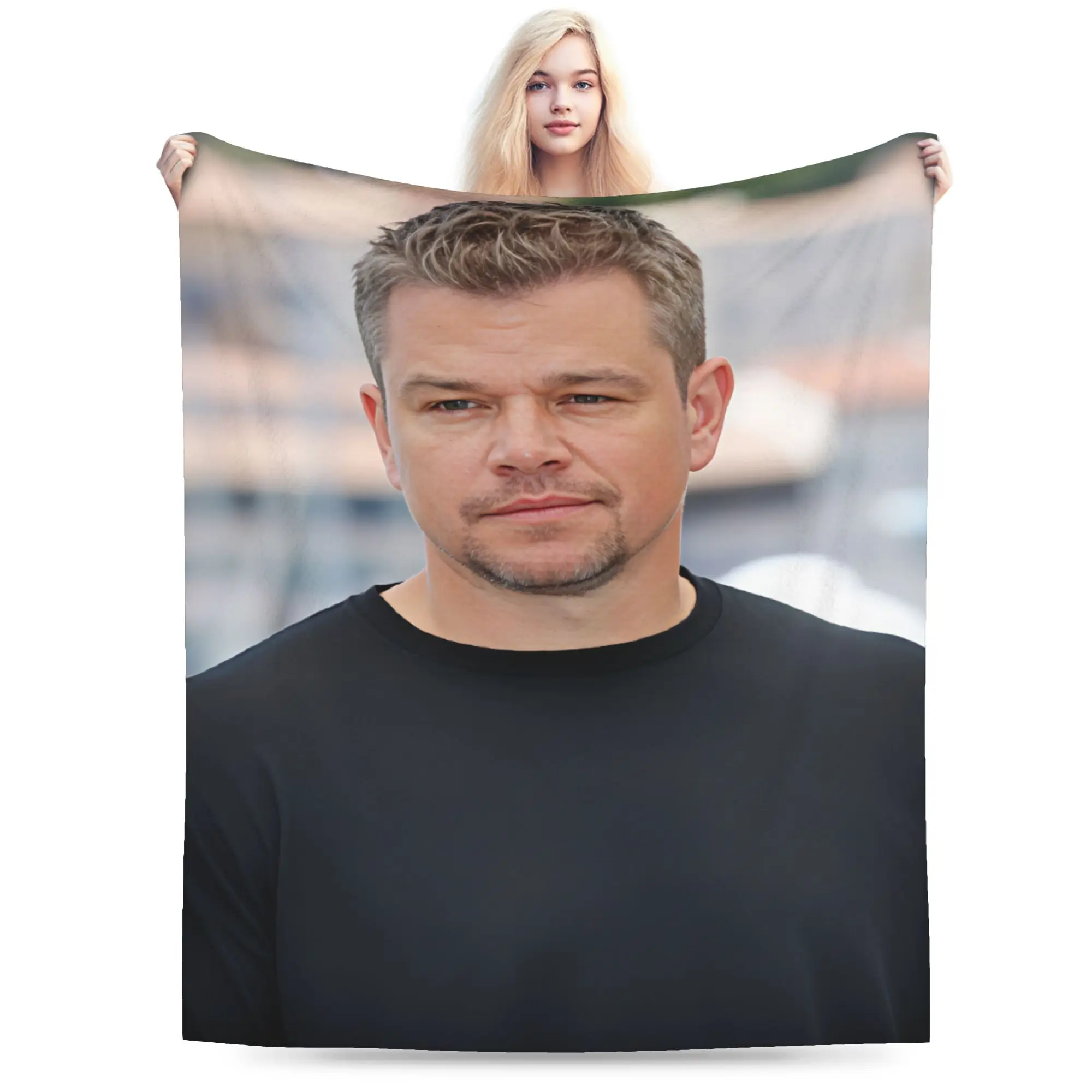 Matt Damon Soft Cozy Blanket  Novelty Travel Throw Blanket Couch Chair Flannel Bedspread Sofa Bed Cover