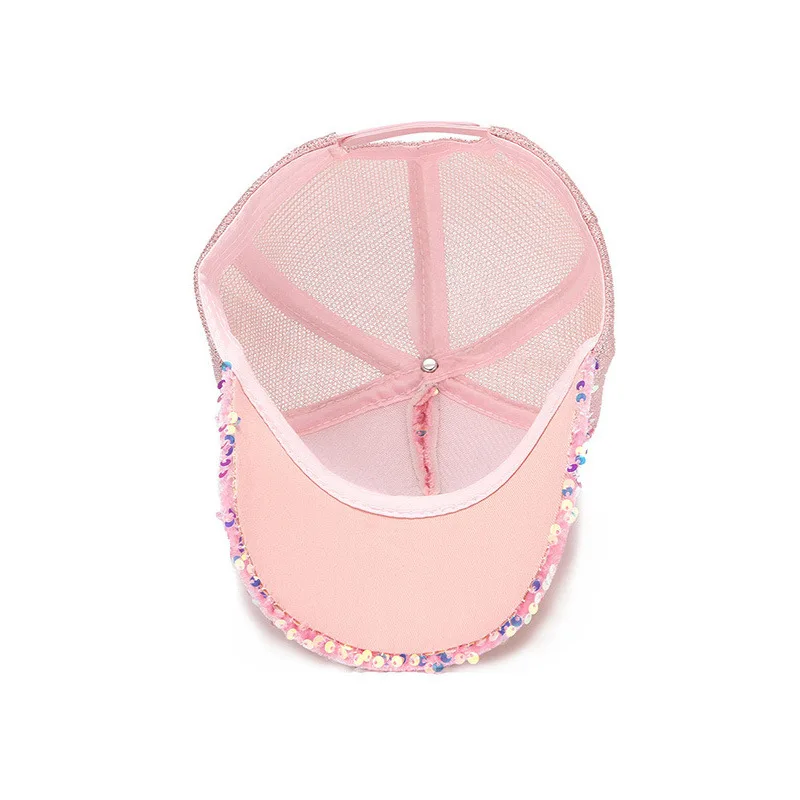 2021new Fashion Summer Women Ponytail Hat Baseball Cap Ladies Sequins Shiny Snapback Sun Caps Outdoor Activity Travel Adjustable