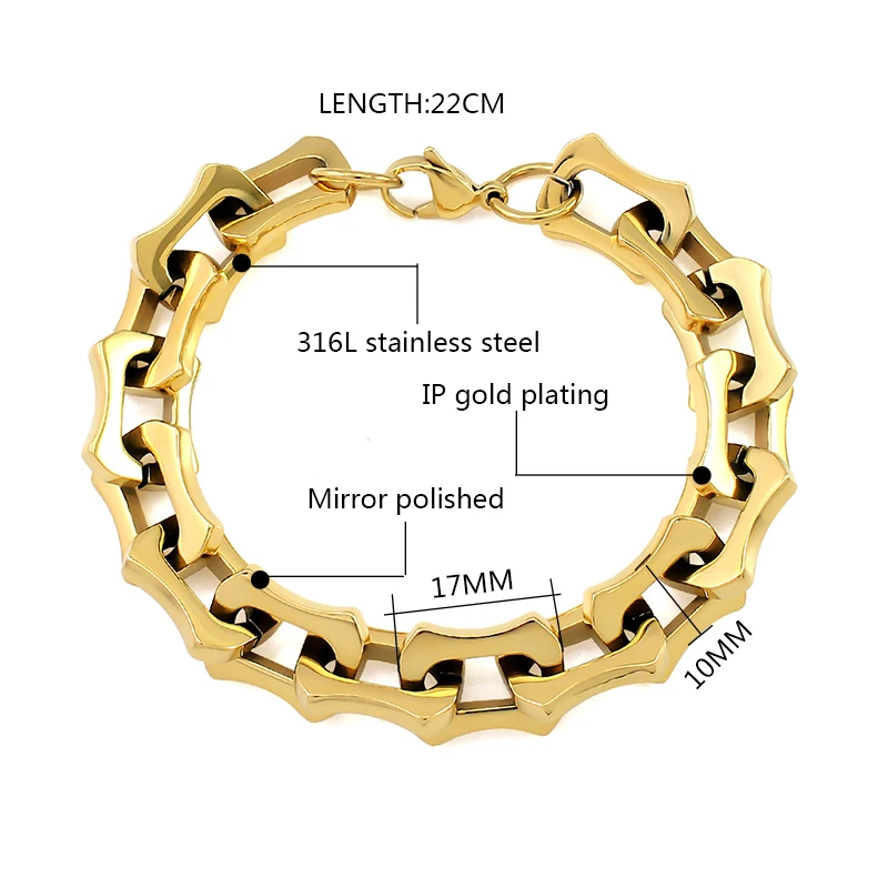 316L Stainless steel Bones shape bracelets Fashion Luxury 18K gold Plated Bracelet neckalce set For Women jewelry Gifts 2025