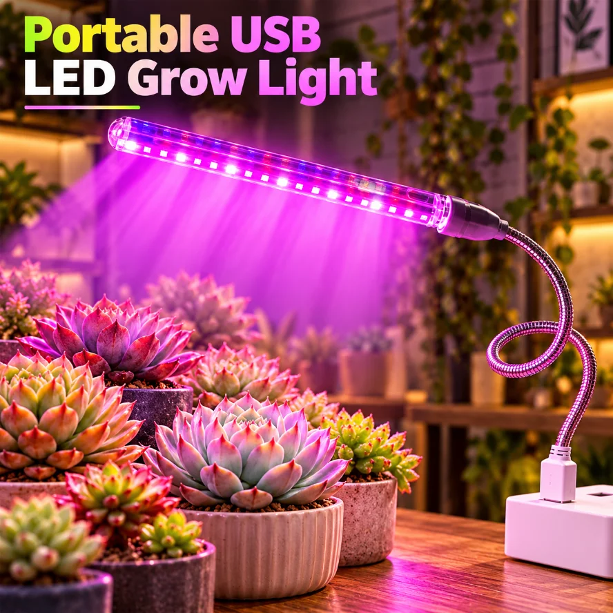 5V Portable USB LED Grow Light Flexible Gooseneck Red Blue Spectrum Phytolamp Plant Growing Lamp for Indoor Seedling Cultivate
