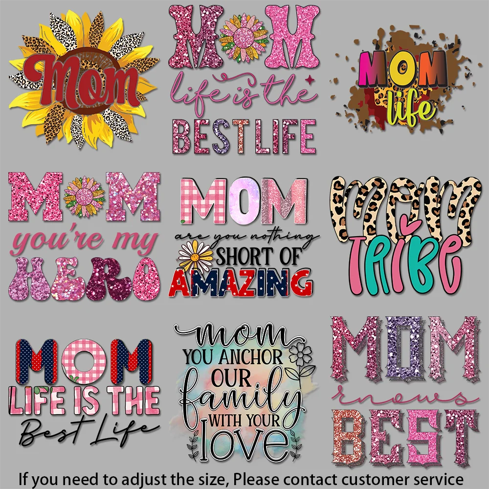 Iron-on Transfers for Clothing Leopard Mom Motif Mom Love Illustration Strong color fastness Easy to Use Perfect for DIY Gifts
