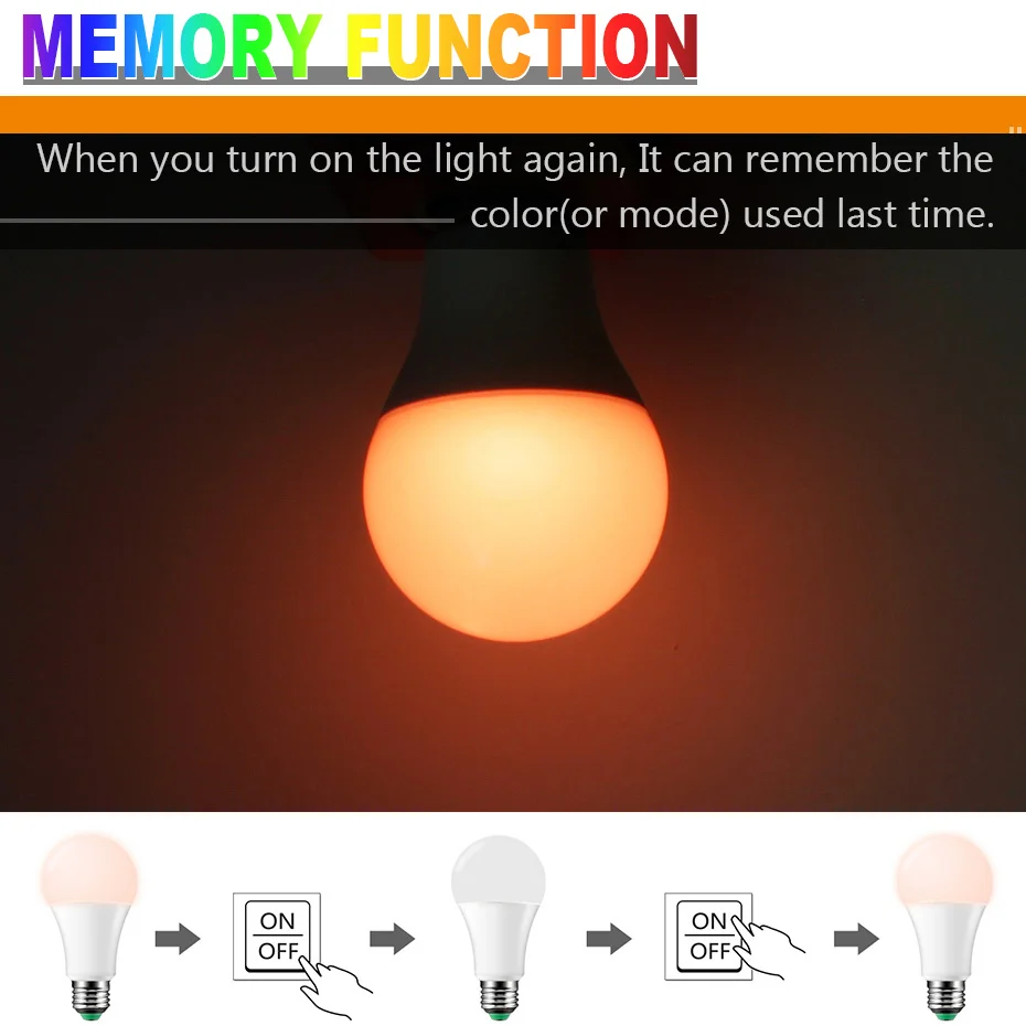 E27 RGB Light Bulbs Color Changing LED Light Bulb 16 Color Remote Control Dimmable Lamp AC 220V AC 110V with Memory Function