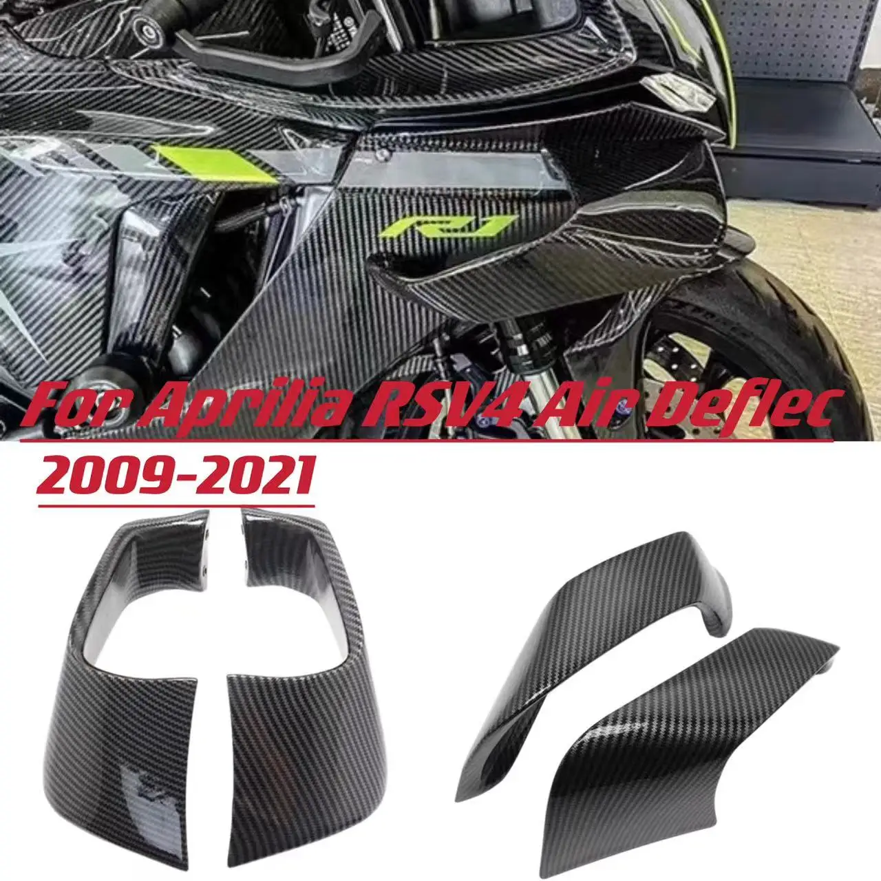 

For Aprilia RSV4 RR RF 1100 Factory APRC 2009 2017 2018 2019 2021 Carbon Fiber Winglets Fixed Wind Wing Air Deflectors Fairing