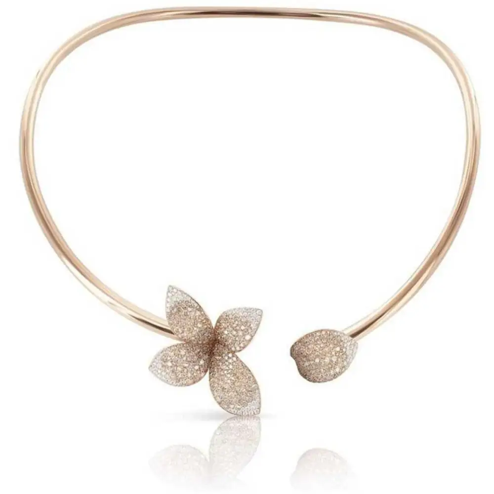 Gorgeous Crystal Flower Choker Necklace High Quality Women Wedding Gift Exquisite Torques Boho Bridal Open Necklace Adjustbale