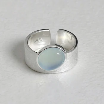 925 Sterling Silver Rings For Women Blue Moonstone Adjustable Engagement Wedding Ring…