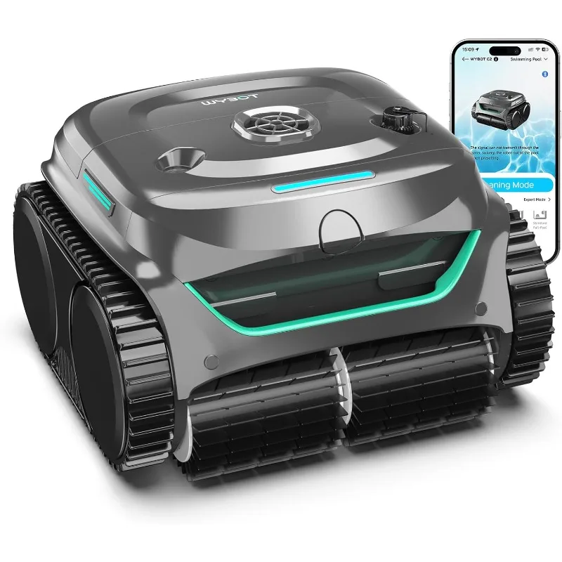 

WYBOT C2 Cordless Robotic Pool Cleaner, Dual Filtration, Wall Climbing & Waterline Cleaning, App Scheduling, Smart Navigation