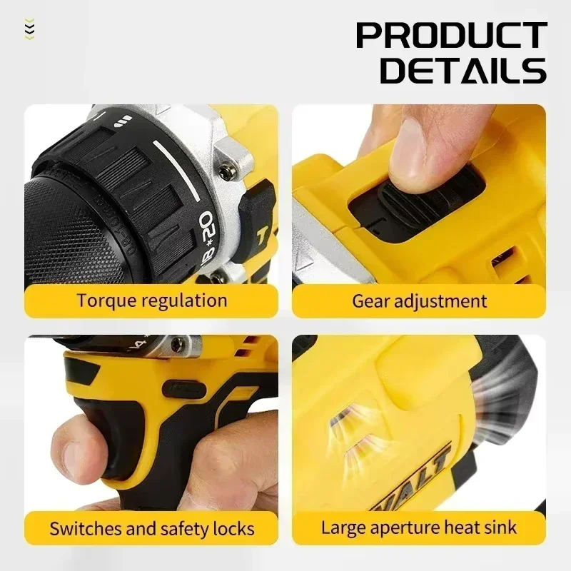 Dewalt-ブラシレスインパクトドリル、コードレス電動ドライバー、多機能ハンドドリル、充電式電動工具、20v、dcd805