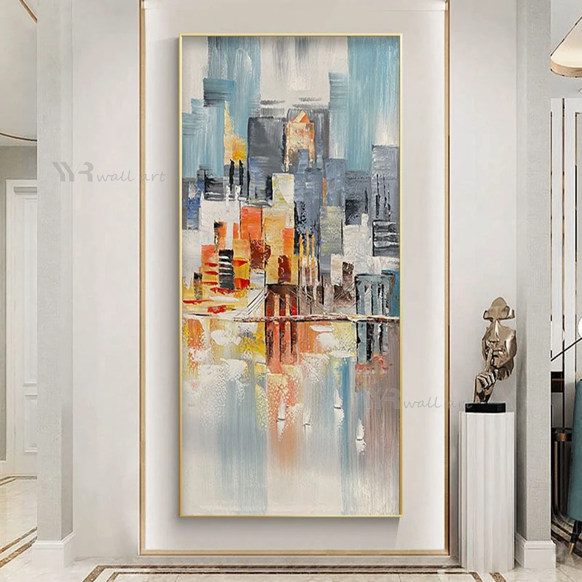 

Home Wall Decoration Poster Abstract City Handmade Oil Painting Canvas Art Hanging Picture Living Room Bedroom Porch Large Mural