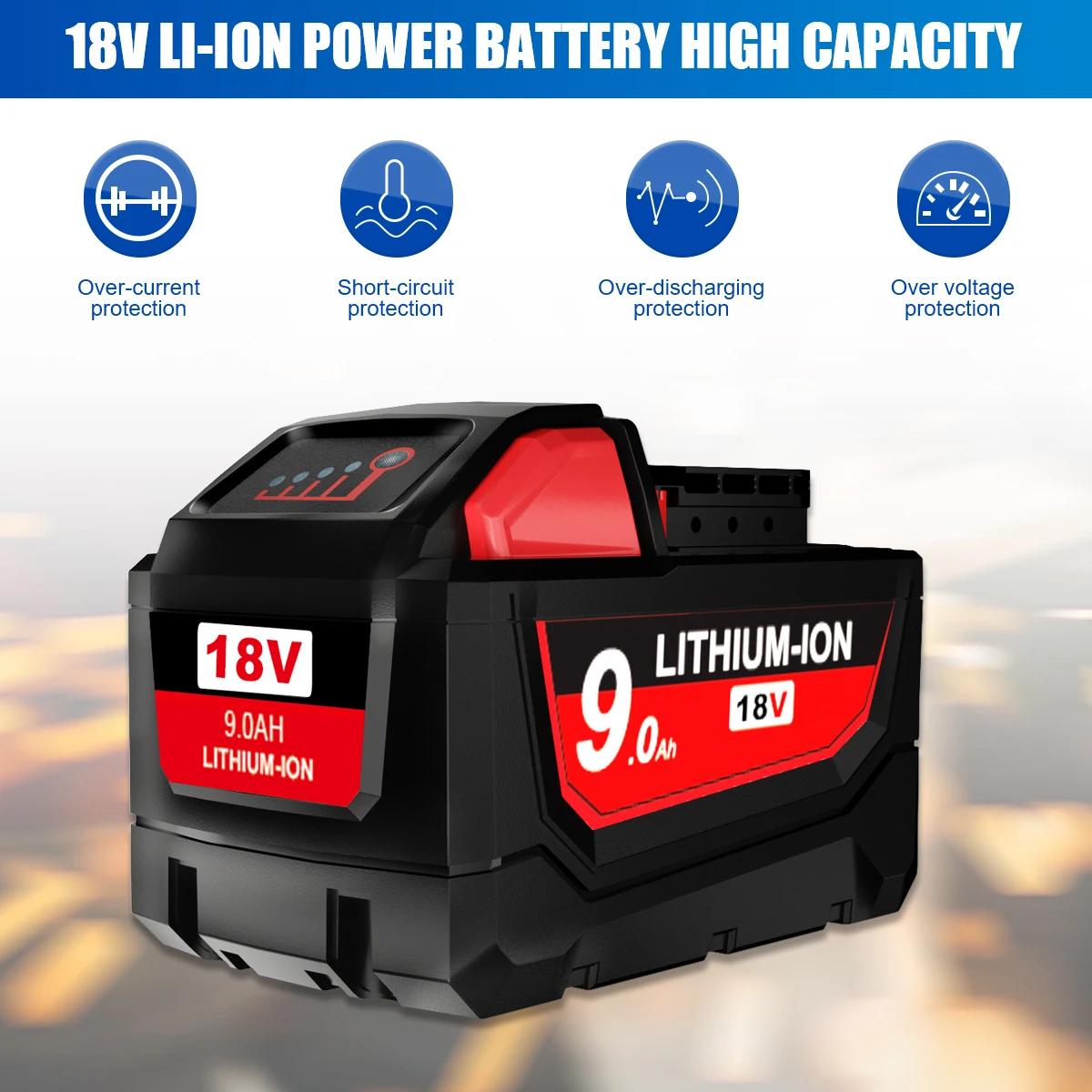 18V 9.0Ah For Milwaukee M18 Battery 9000mAh 15-Cells Li-ion Rechargeable Battery 48-11-1815 48-11-1850 Replacement Barrtey