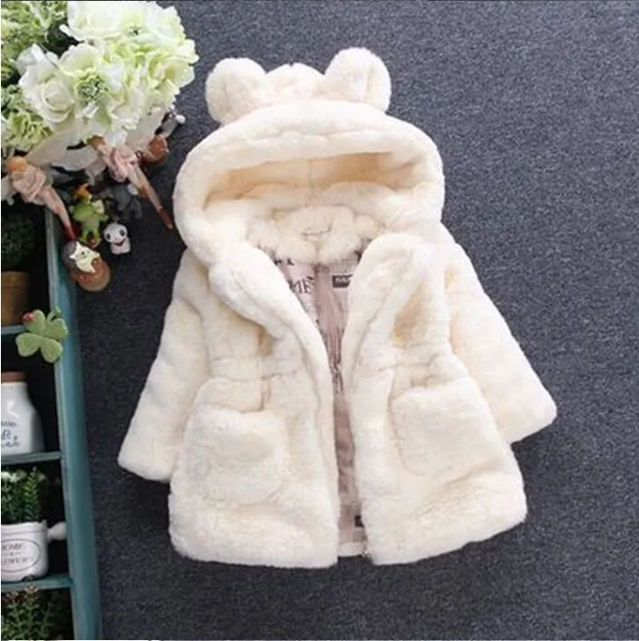 

Autumn and winter girls' fur coat, 1 To 9 Years Children's faux fur jacket with thickened ears and cotton-padded jacket