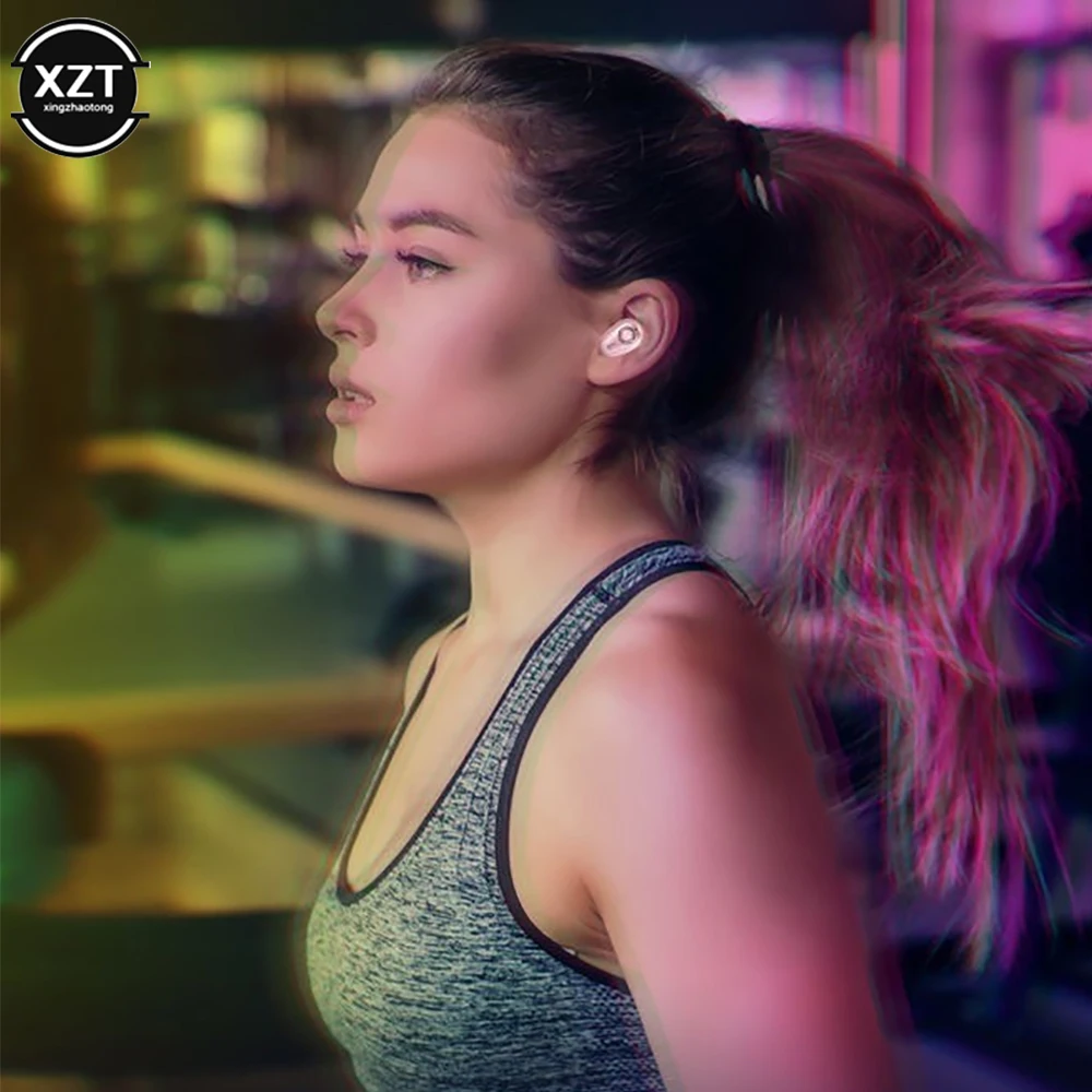 سماعة أذن لاسلكية صغيرة غير مرئية مع خاصية إلغاء الضوضاء ومتوافقة مع البلوتوث سماعة رأس ستيريو TWS مع ميكروفون