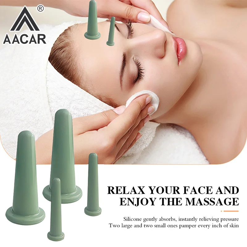 Silikon Vakuum Schröpfen Massage Gläser Anti Cellulite Massage Gesichts Saugnäpfe Gesicht Hals Lift Haut Schaben Guasha Anti Falten