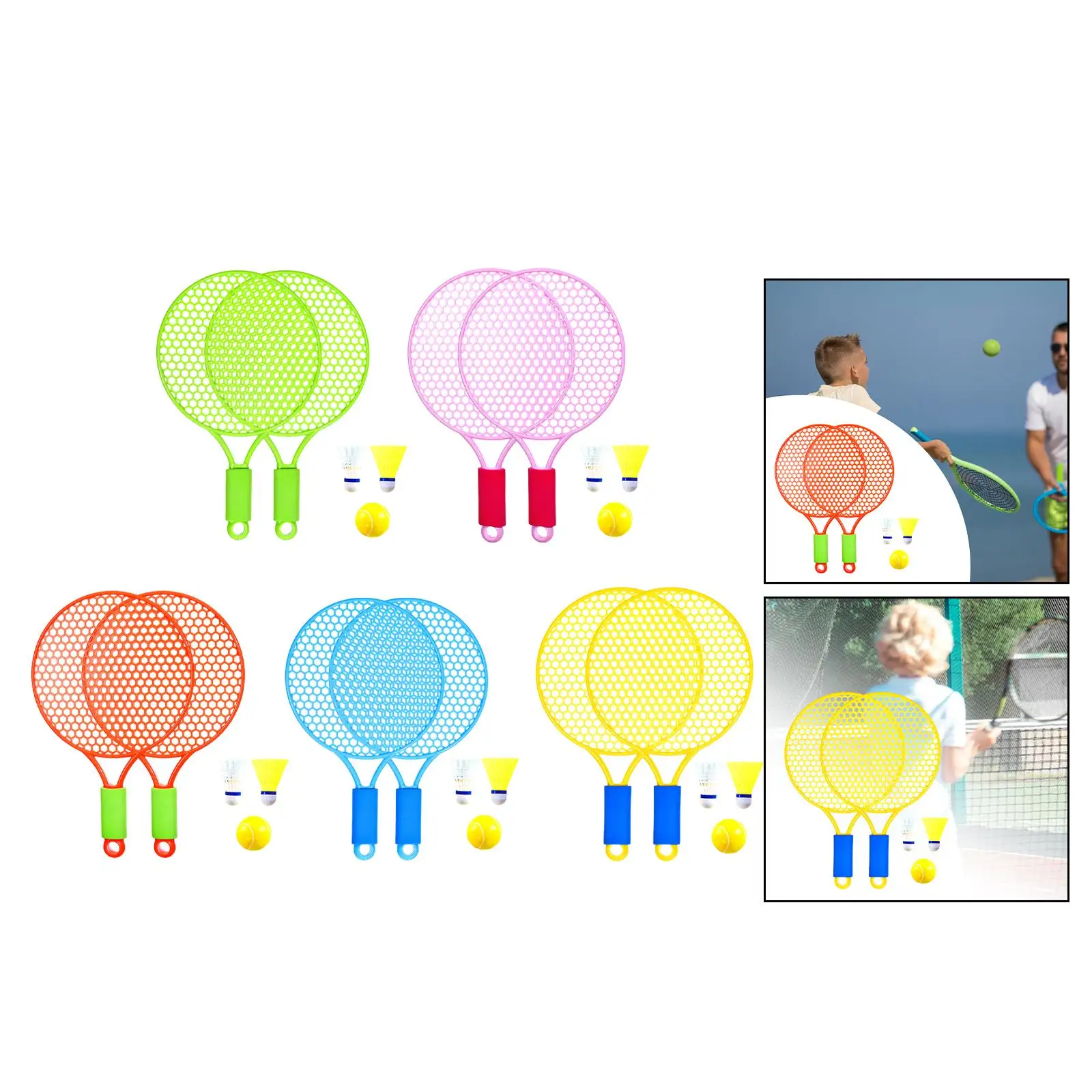 

Tennis Racket for Kid with Ball Shuttlecock Racket Gift Training Tennis Racquet for Beach Toys Girls Play Boys Starter Players
