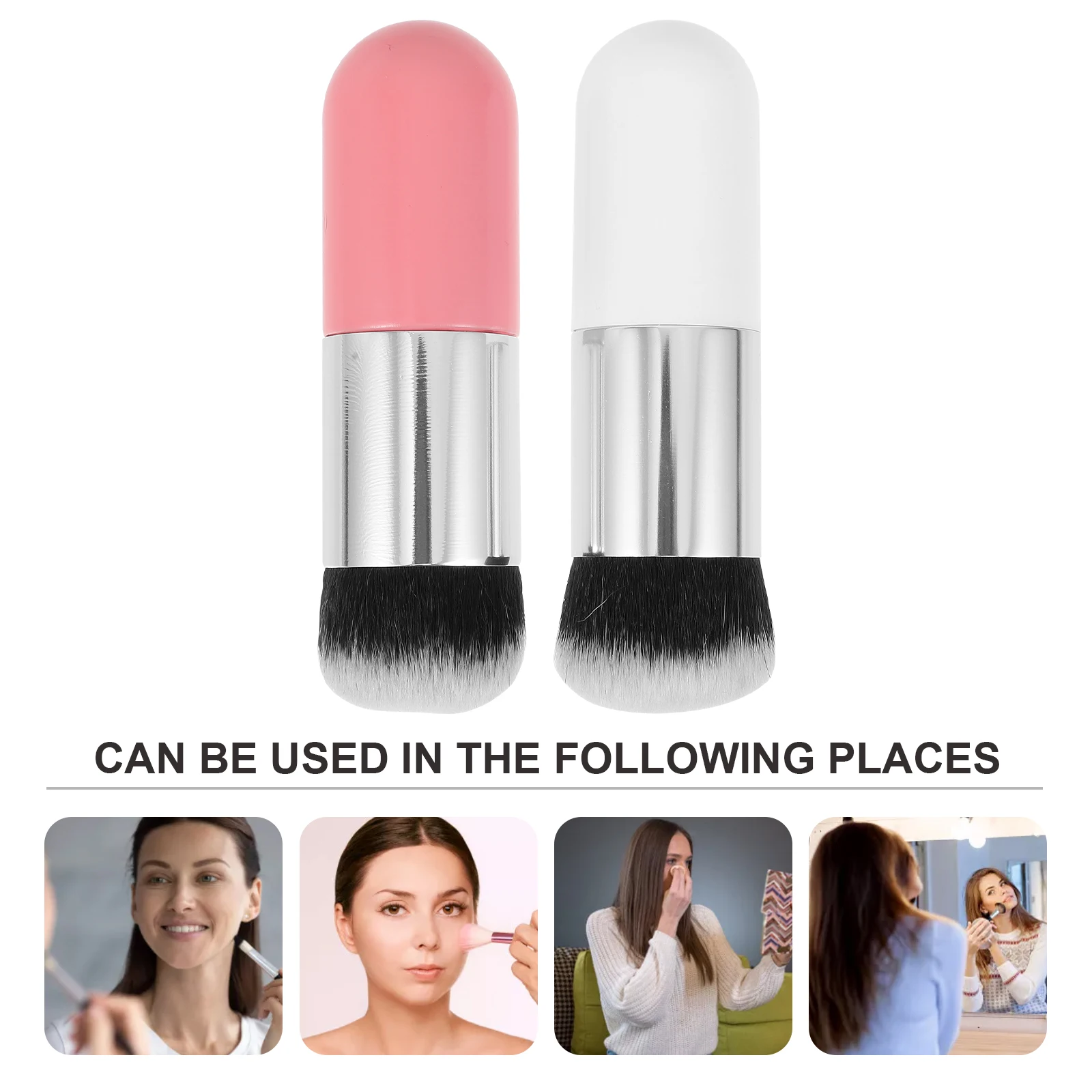 

2Pcs Makeup Brushes Premium Synthetic Hair Soft Denser Silkier Foundation Blush Powder Highlighter Cosmetics Travel Practical