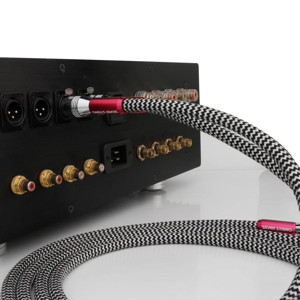 Pair XLR Audio Signal Interconnect Cable Signature OFC Silver-Plated RCA Male To Black carbon fiber XLR Female Plug Audio