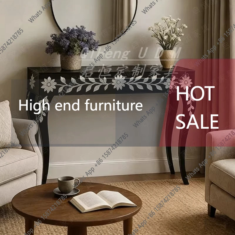 

Винтажный французский консольный столик VX, декоративный шкаф для прихожей/коридора в американском стиле, тумба-витрина с окрашенными дверцами, длинный.