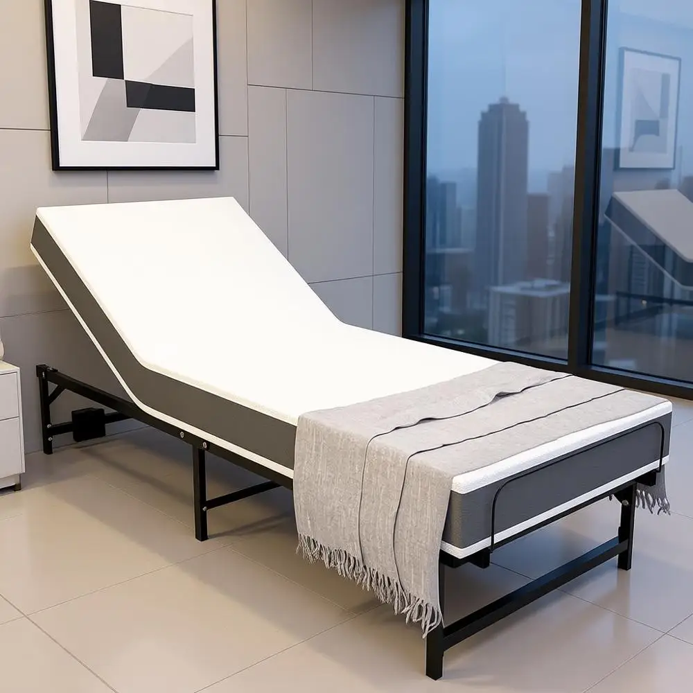 Cadre de lit réglable en acier Twin XL avec inclinaison indépendante de la tête et du pied, télécommande incluse, rétention du matelas