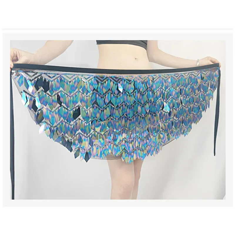Womens Shiny Sequin Buikdans Hippe Sjaal India Kwastje Carnaval Rave Stage Performance Taille Chain Party Wrap Rok Riem Kostuum