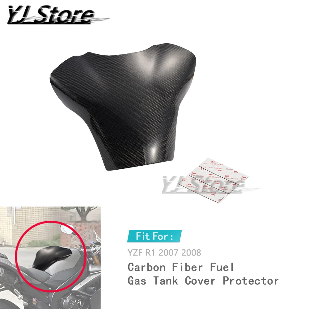 Fit For YAMAHA YZF R1 YZFR1 2007 2008 Motorcycle Carbon Fibre Fuel Tank Shelter Protect Carbon Fiber Cover