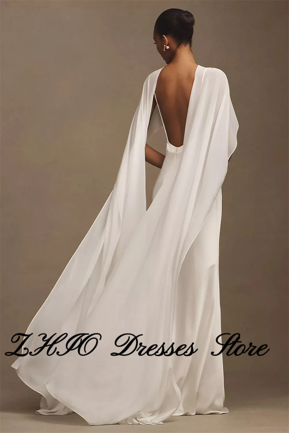 ZHIO Vintage Dress Shawl Wedding Dresses for Women Party Wedding Gown Simple Straps Formal Dress Prom Dresses Customized