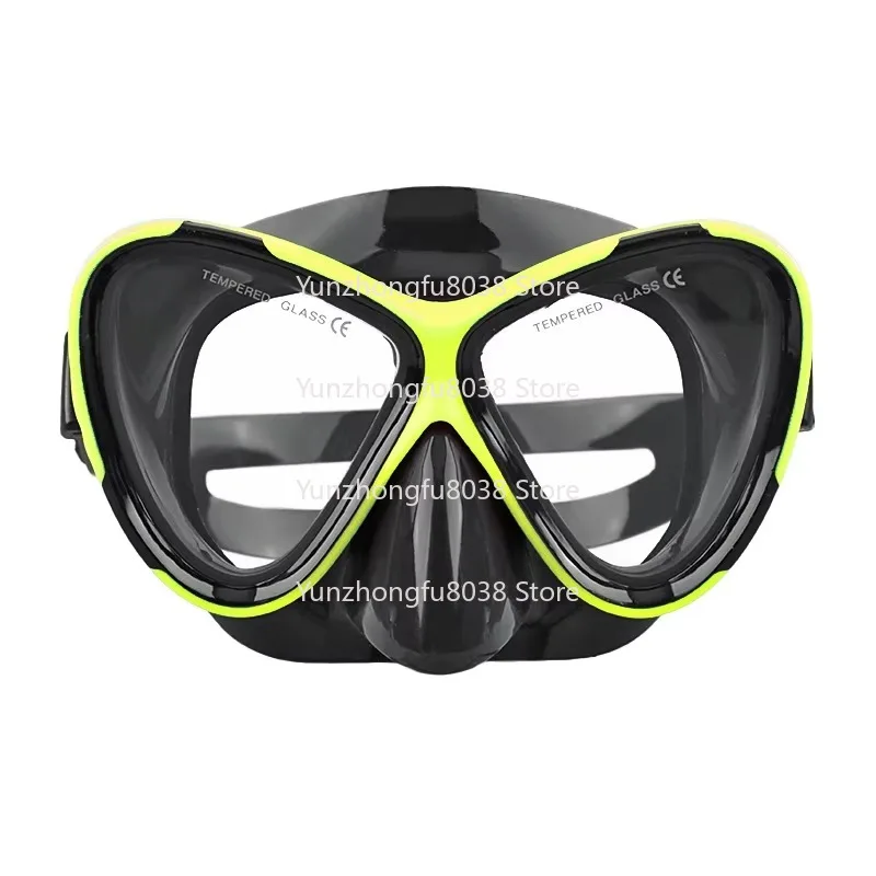 Adult Swimming Diving Equipment, Tempered Glass Anti-fog and Waterproof Mask, Free Diving with Big Nose Rack