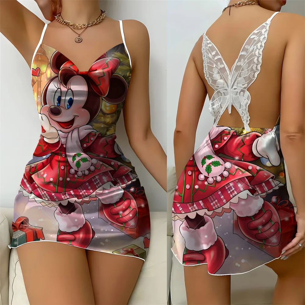 

2024 New Summer Comfortable Women's Pajama Sexy Female Sleeping Dress Disney Cartoon Pattern Nightwear for Women Free Shipping