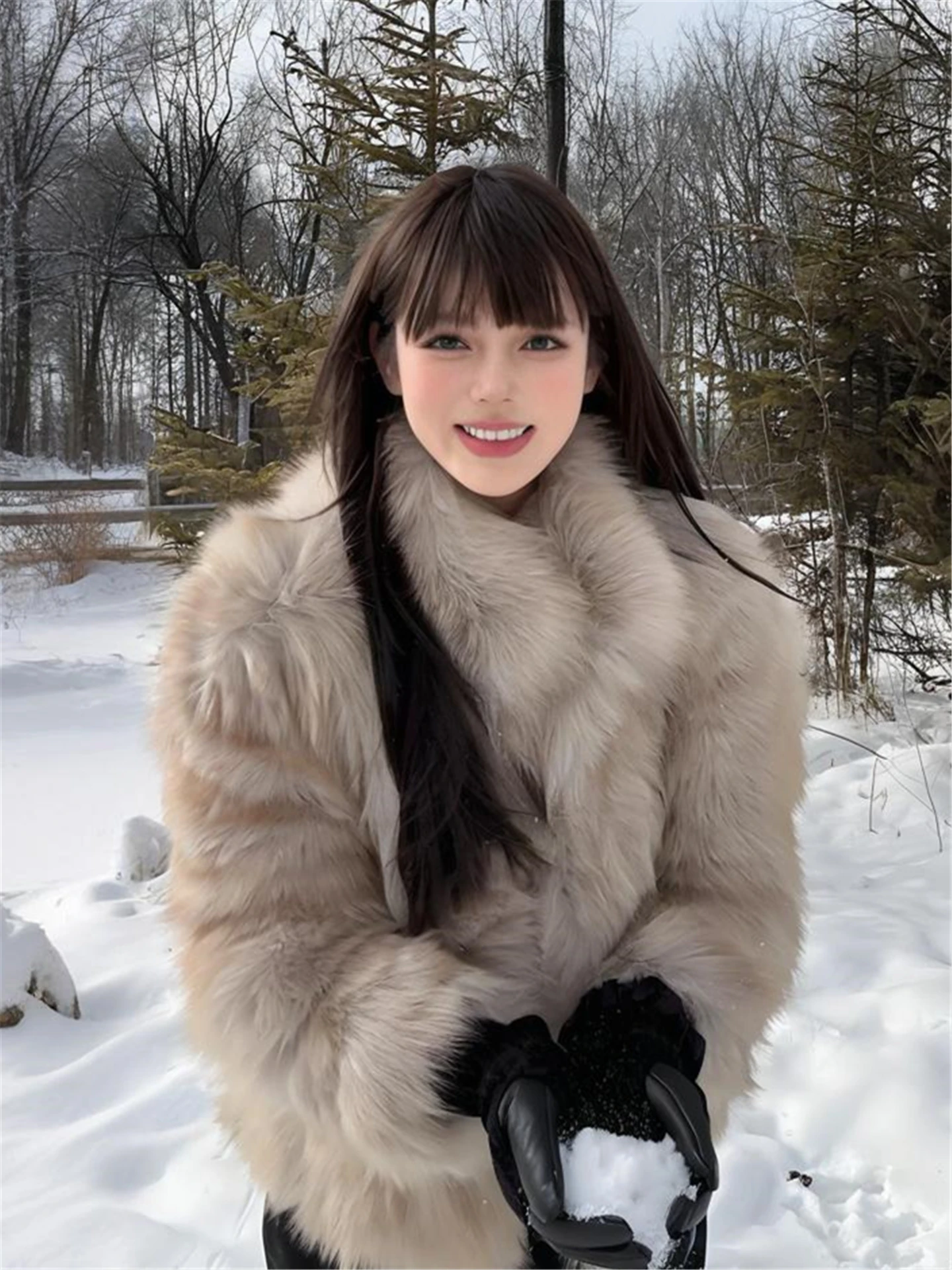 2025 شتاء جديد فو الثعلب الفراء رمادي الوقوف طوق موضة التخسيس الأعلى لينة فضفاضة عادية الذهبي براون معطف الفرو القصير #2