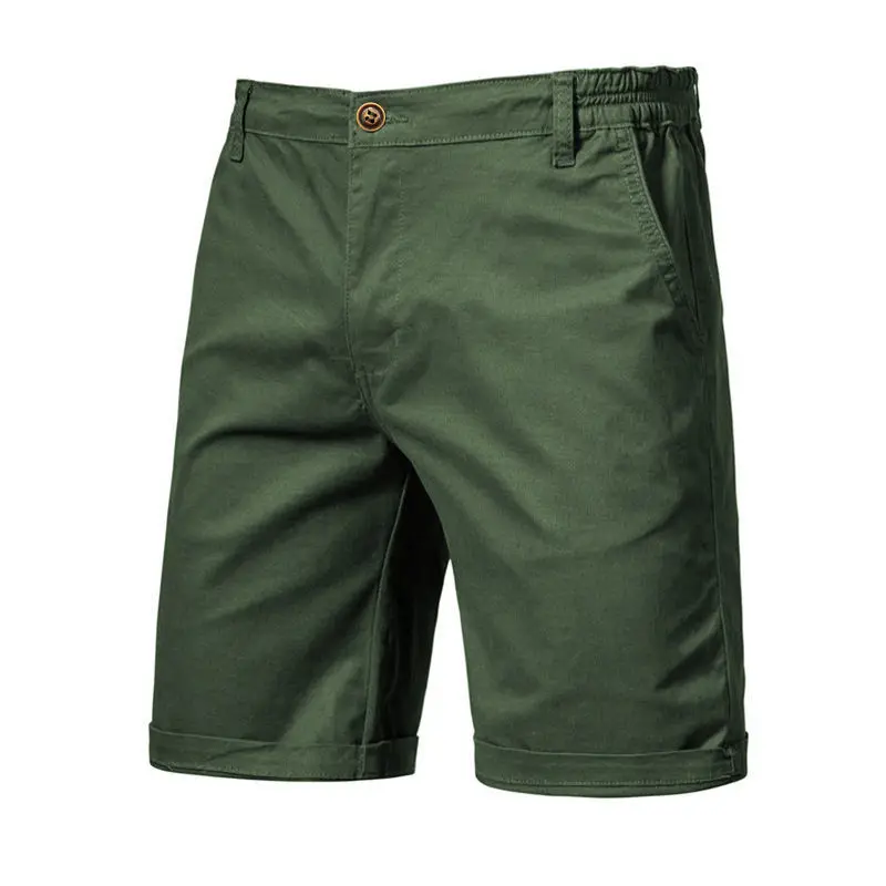 Pantalones cortos informales de alta gama para hombre, Shorts finos con botón sólido y bolsillo con cremallera, Shorts Cargo rectos versátiles