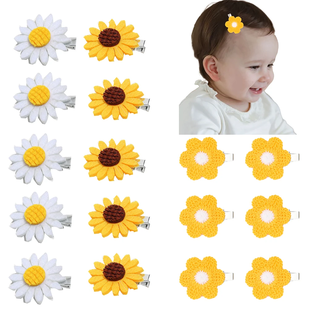 Small Sunflower Daisy Hair Clips for Girls Flower Hairpin Side Bangs  Barrettes Children Handmade Hairgrip Kids Hair Accessories